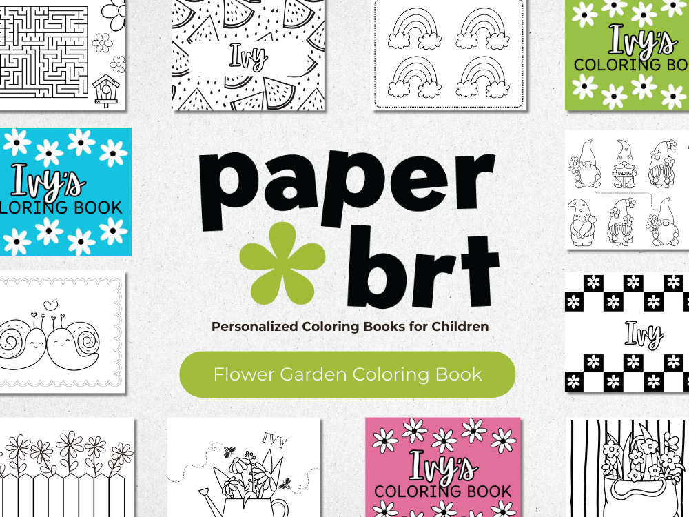 Personalized Children's Flower Garden Coloring Book