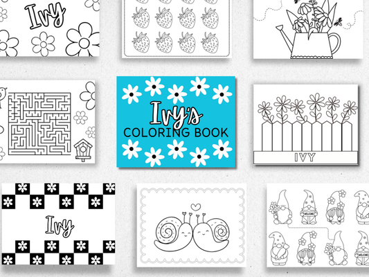 Personalized Children's Flower Garden Coloring Book
